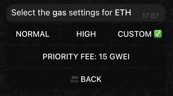 Gas Settings