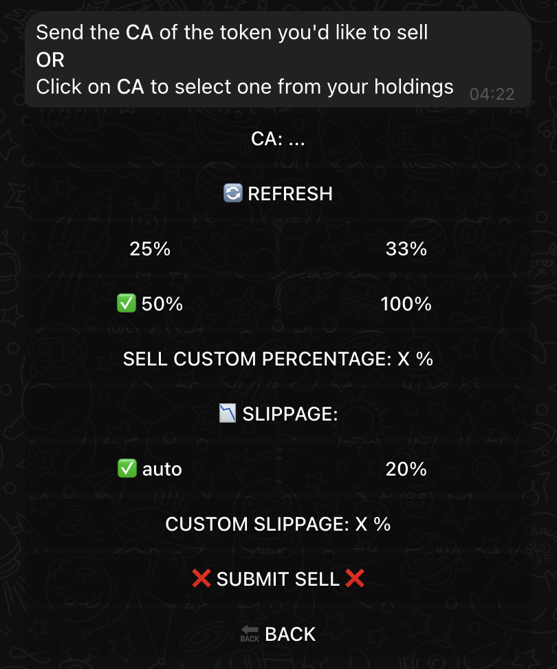 Sell Interface