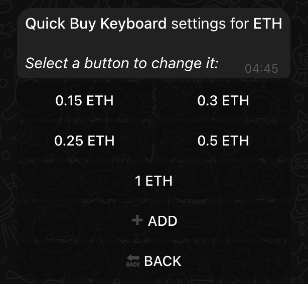 Quick Buy Settings