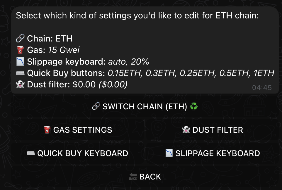 Settings Menu