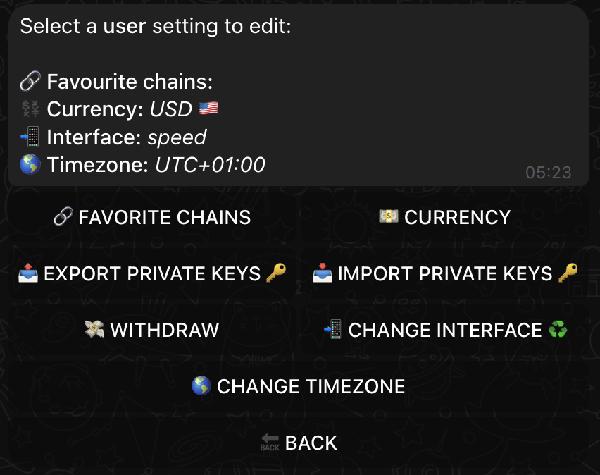 User Settings Overview